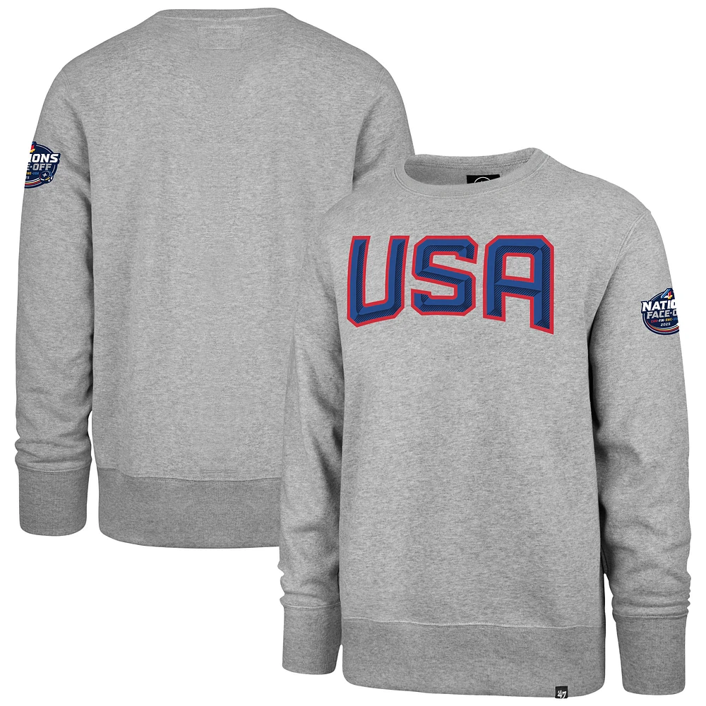 Men's '47 Heather Gray USA 2025 4 Nations Face-Off Headline Sweatshirt