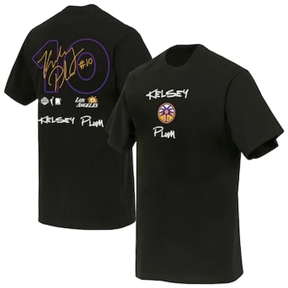 Unisex round21 Kelsey Plum Black Los Angeles Sparks Boxy Signature Name & Number T-Shirt