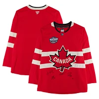 Nathan MacKinnon, Cale Makar, Sam Reinhart & Jordan Binnington Canada Autographed Red 4 Nations Face-Off Fanatics Premium Jersey - Limited Edition of 10