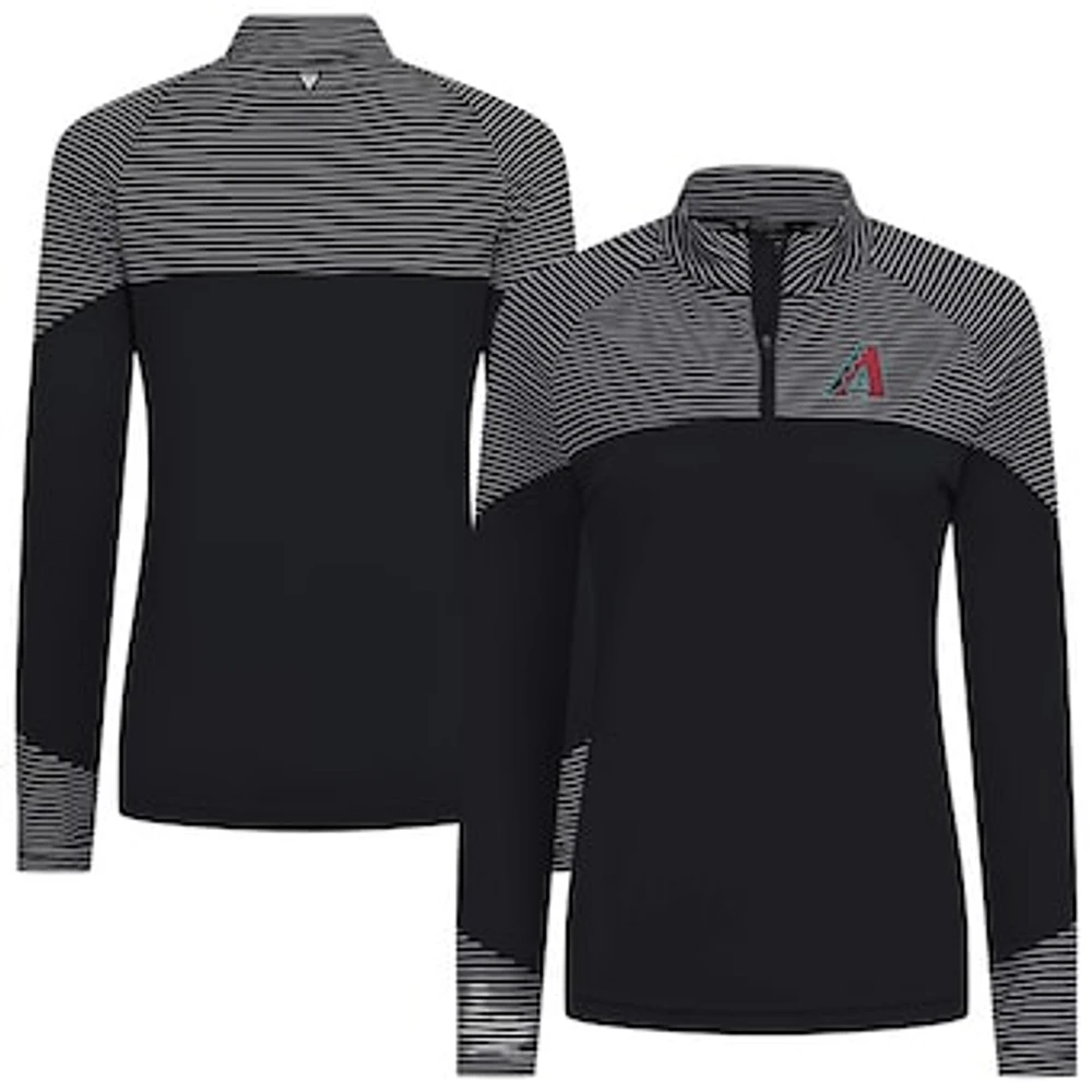 Women's Levelwear Black Arizona Diamondbacks Classic Stripes Insignia 2.0 Raglan Quarter-Zip Top