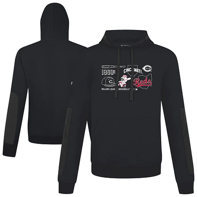 Women's Levelwear Black Cincinnati Reds Cooperstown Collection Bombay Campaign Pullover Hoodie
