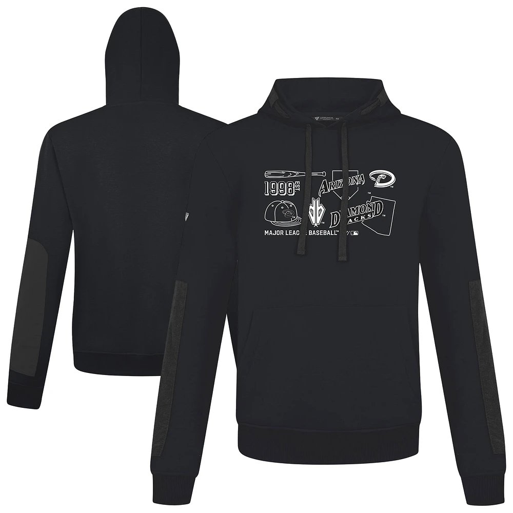 Women's Levelwear Black Arizona Diamondbacks Cooperstown Collection Bombay Campaign Pullover Hoodie