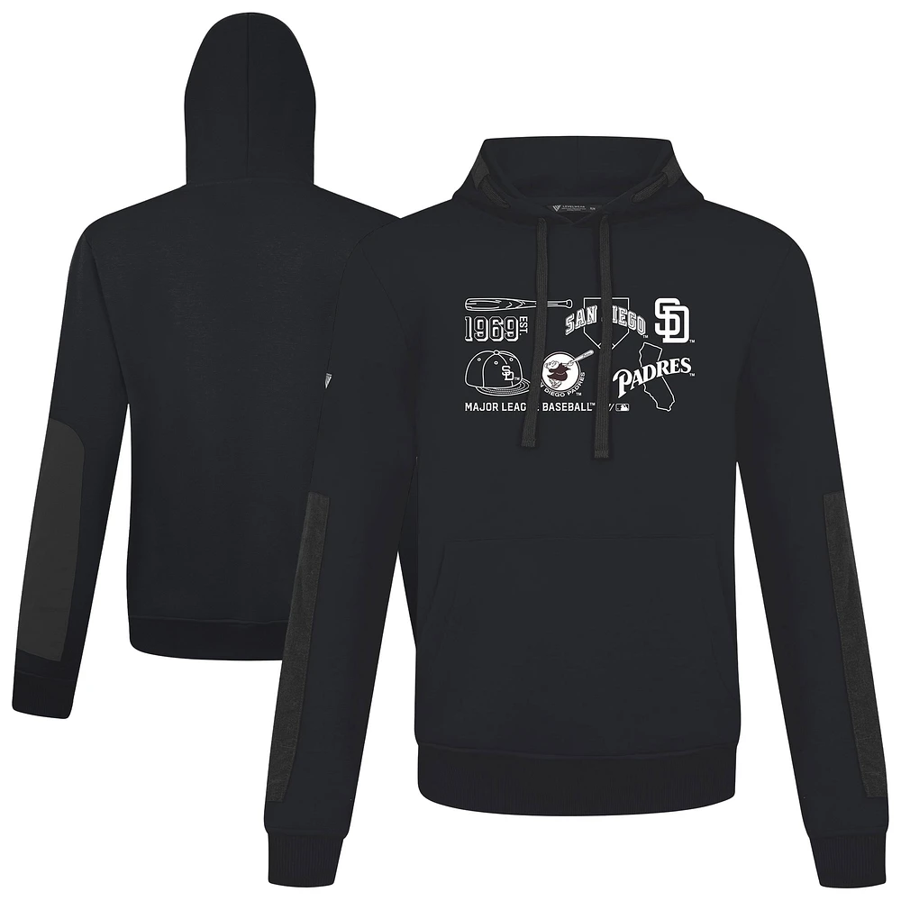 Women's Levelwear Black San Diego Padres Cooperstown Collection Bombay Campaign Pullover Hoodie