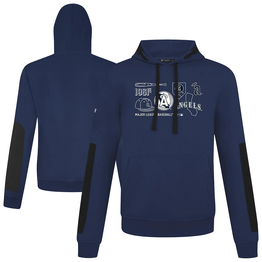 Women's Levelwear Navy Los Angeles Angels Cooperstown Collection Bombay Campaign Pullover Hoodie