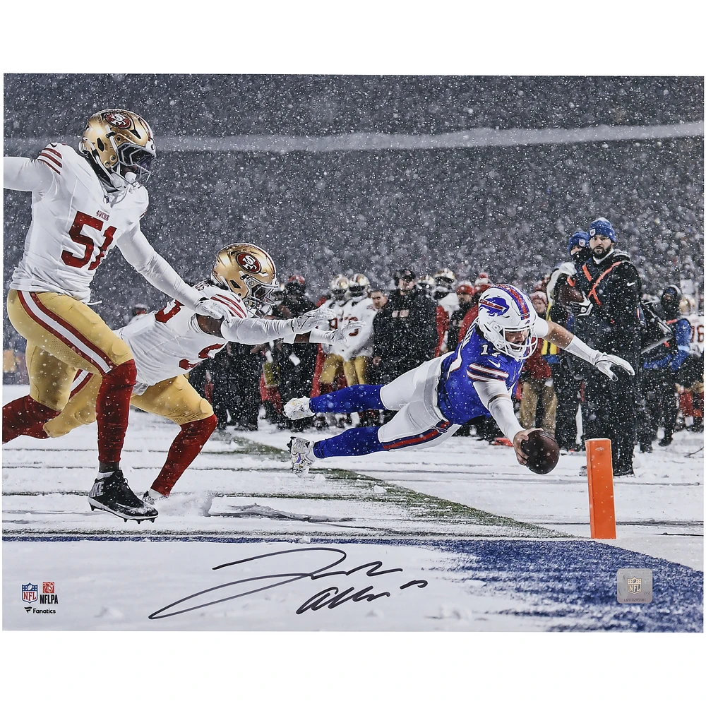 Josh Allen Buffalo Bills Autographed 16" x 20" Diving Snow Touchdown Photograph