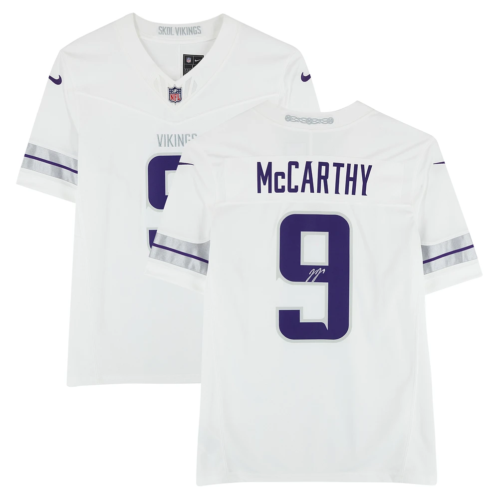 J.J. McCarthy Minnesota Vikings Autographed White Nike Limited Jersey