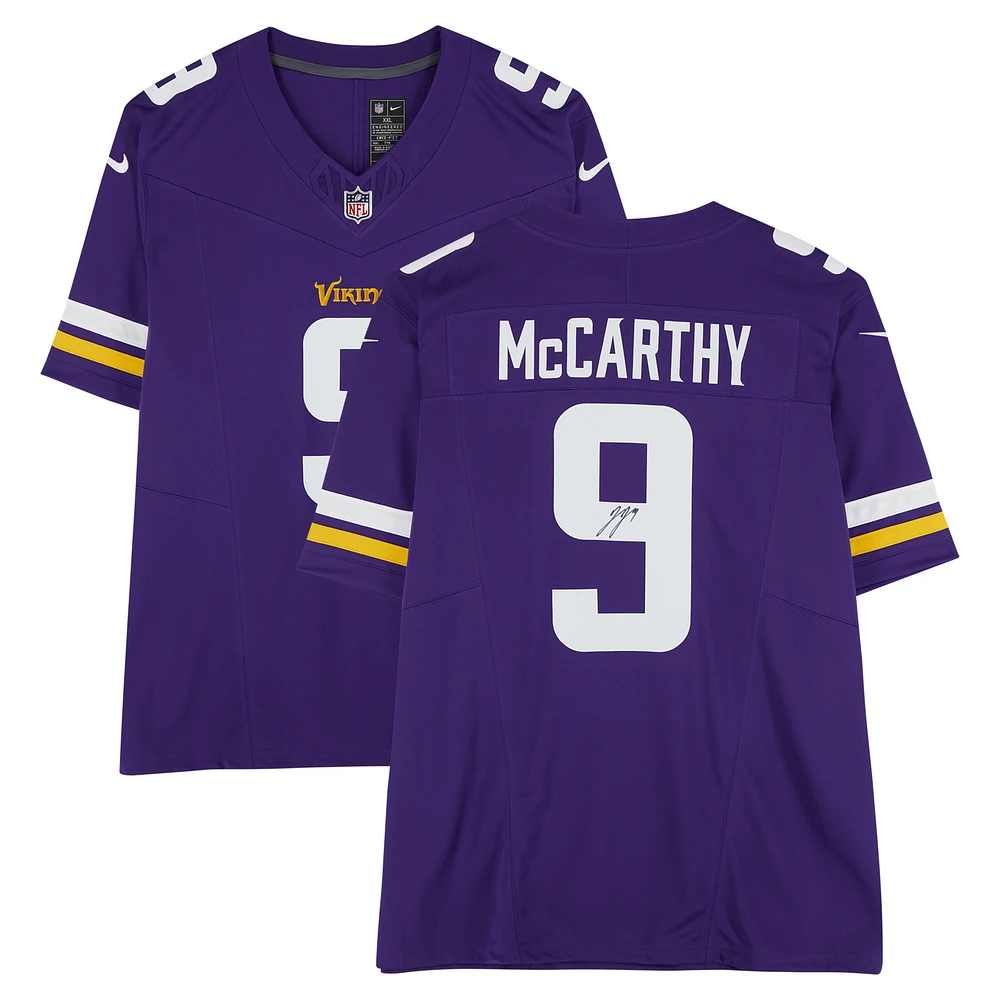 J.J. McCarthy Minnesota Vikings Autographed Purple Nike Limited Jersey