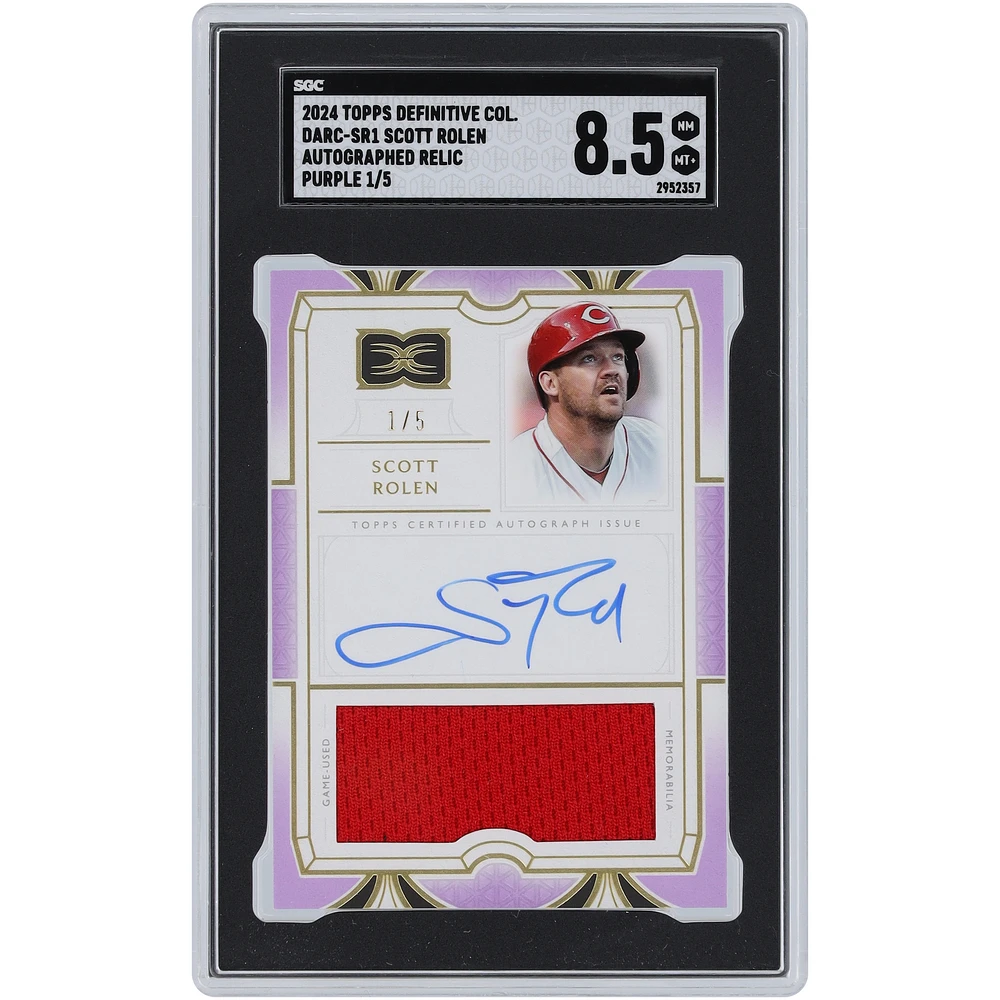 Scott Rolen Cincinnati Reds Autographed 2024 Topps Definitive Collection Purple Relic #DARC-SR1 #1/5 SGC Authenticated 8.5 Card