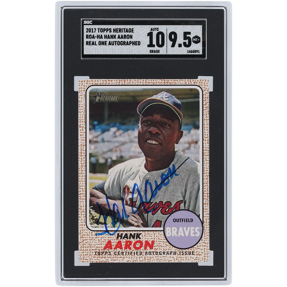 Hank Aaron Atlanta Braves Autographed 2017 Topps Heritage Real One #ROA-HA SGC Authenticated 9.5/10 Card