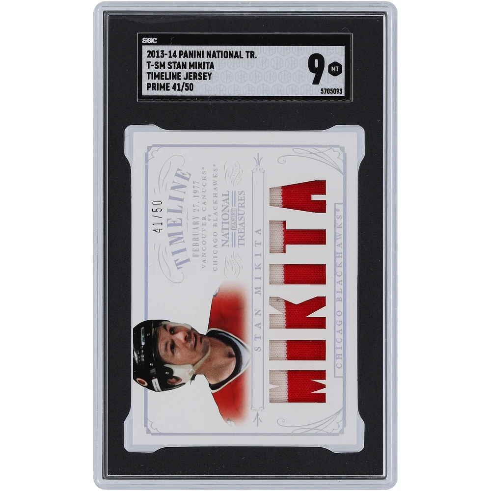 Stan Mikita Chicago Blackhawks 2013-14 Panini National Treasures Prime Timeline 2 Color Jersey Relic #T-SM #41/50 SGC Authenticated 9 Card