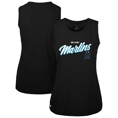 Women's Levelwear Black Miami Marlins Macy Tank Top