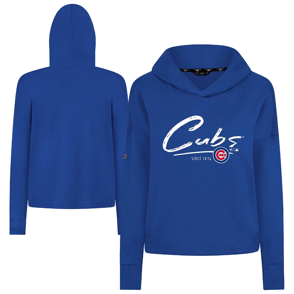 Women's Levelwear Royal Chicago Cubs Tri-Blend Sweet Express Cropped Pullover Hoodie