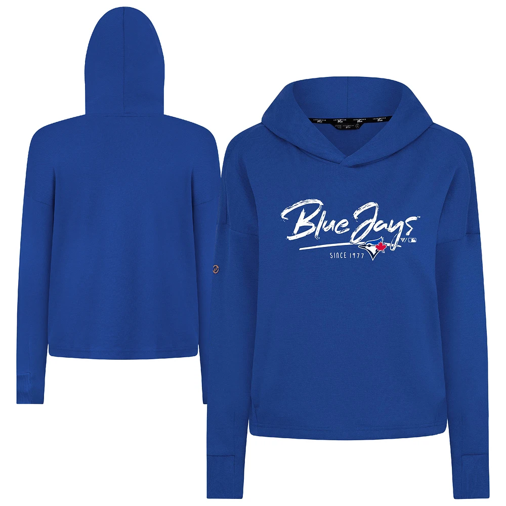 Women's Levelwear Royal Toronto Blue Jays Tri-Blend Sweet Express Cropped Pullover Hoodie
