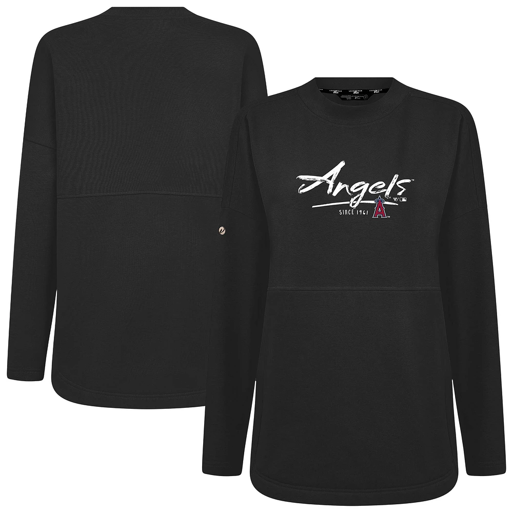 Women's Levelwear Black Los Angeles Angels Beaudry Express Pullover Sweatshirt