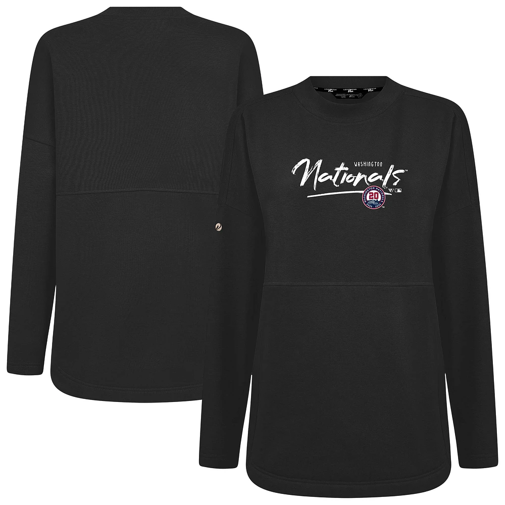Women's Levelwear Black Washington Nationals Beaudry Express Pullover Sweatshirt