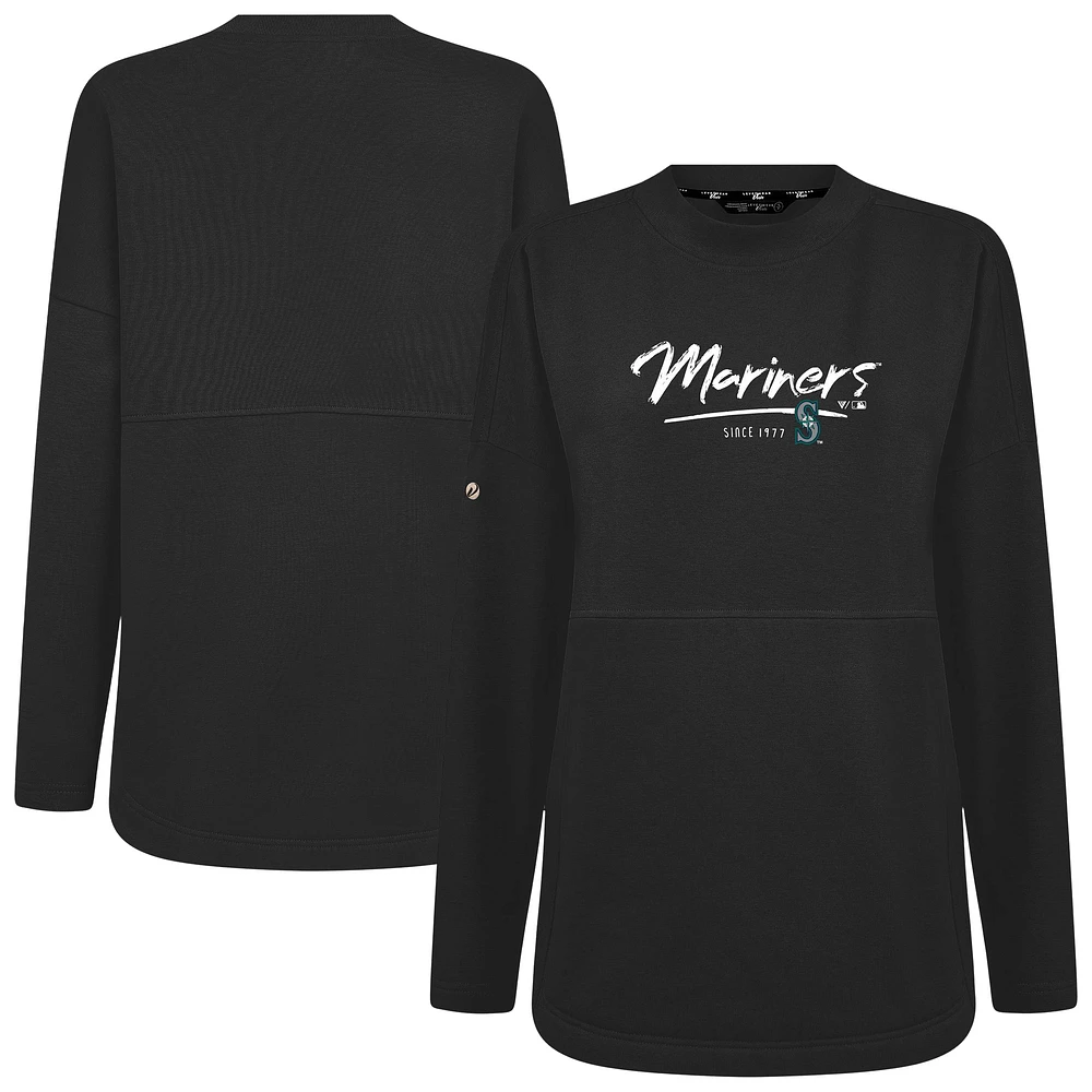 Women's Levelwear Black Seattle Mariners Beaudry Express Pullover Sweatshirt