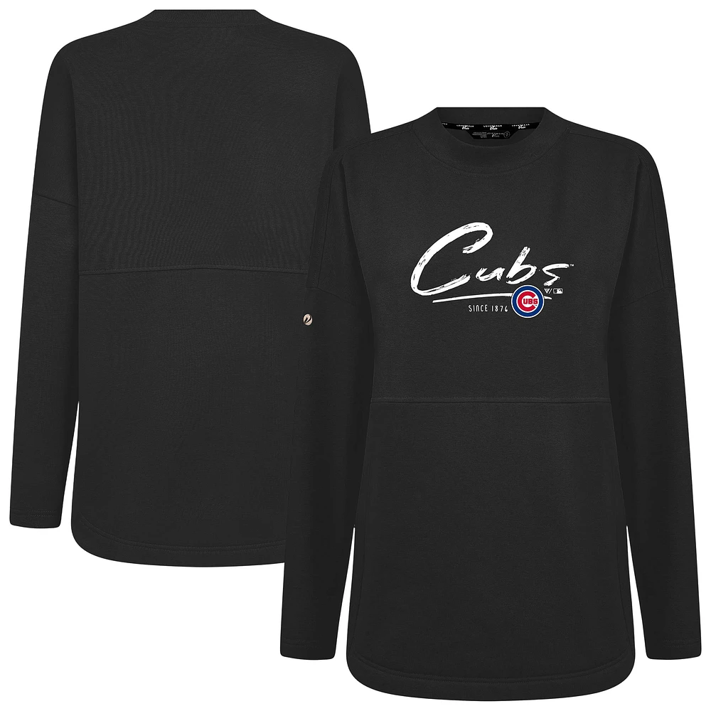 Women's Levelwear Black Chicago Cubs Beaudry Express Pullover Sweatshirt