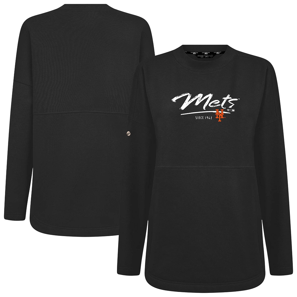 Women's Levelwear Black New York Mets Beaudry Express Pullover Sweatshirt