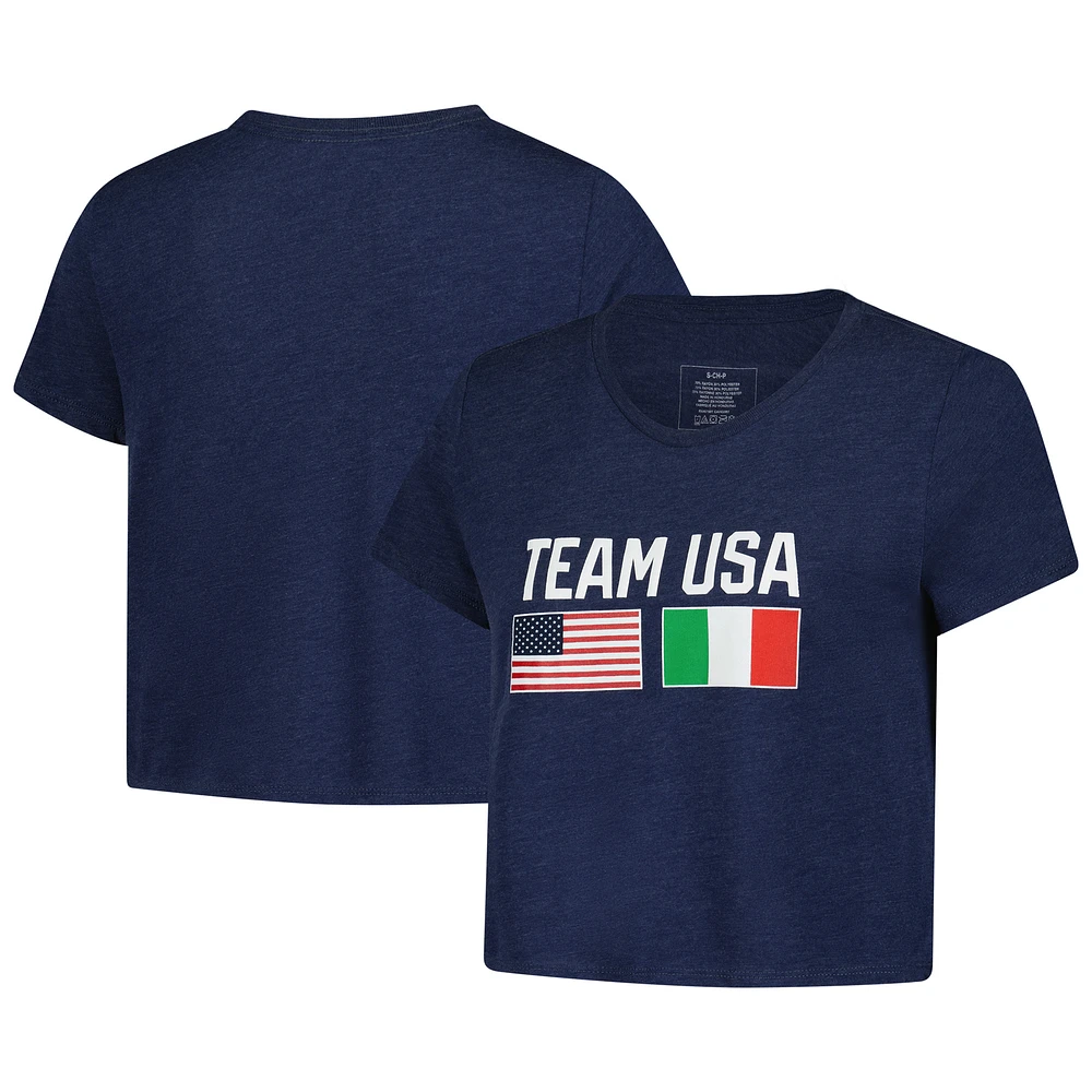 Women's Navy Team USA Country Flags Loose Cropped T-Shirt