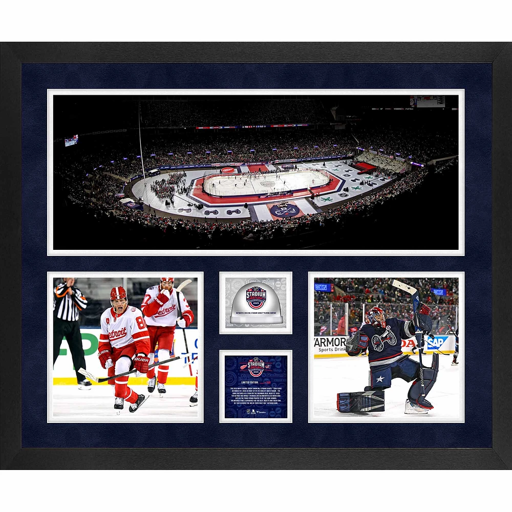 Columbus Blue Jackets vs. Detroit Red Wings Framed 20'' x 24'' 2025 NHL Stadium Series Collage with Game-Used Ice - Limited Edition of 250