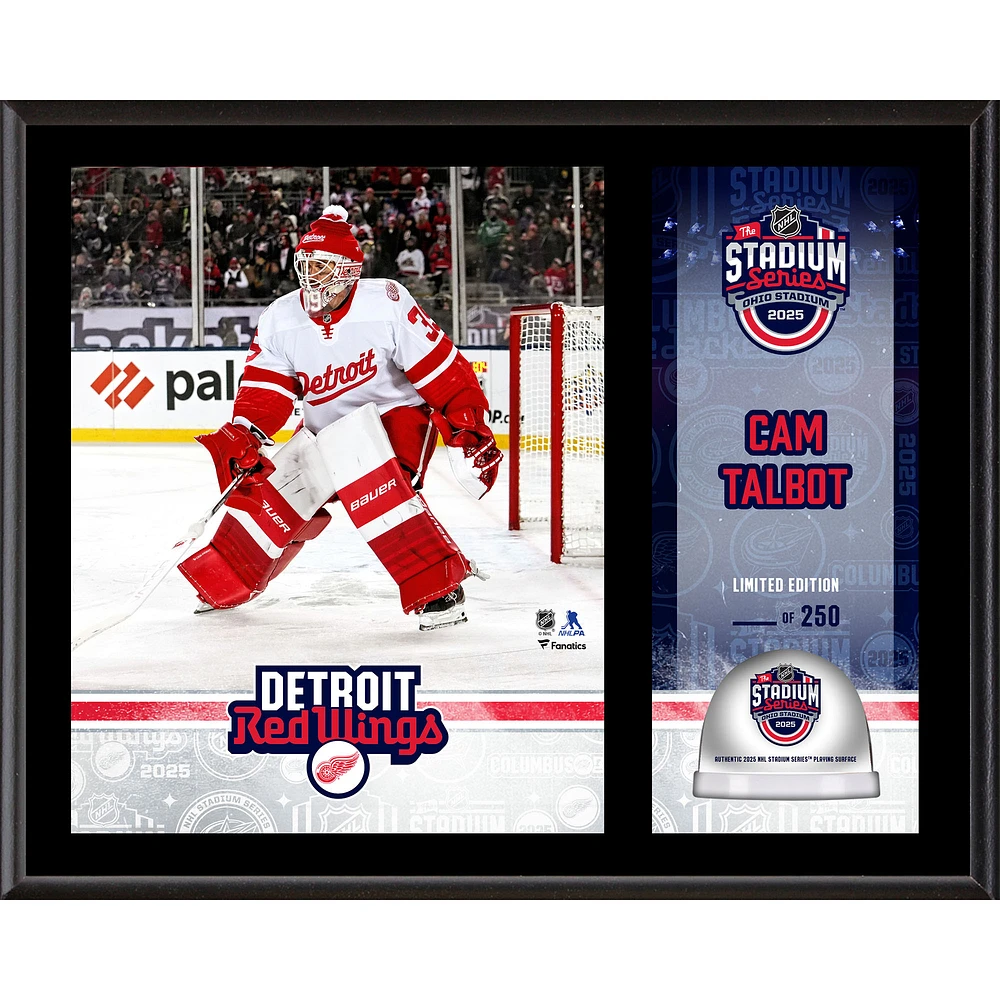 Cam Talbot Detroit Red Wings 12" x 15" 2025 NHL Stadium Series Sublimated Plaque with Game-Used Ice - Limited Edition of 250