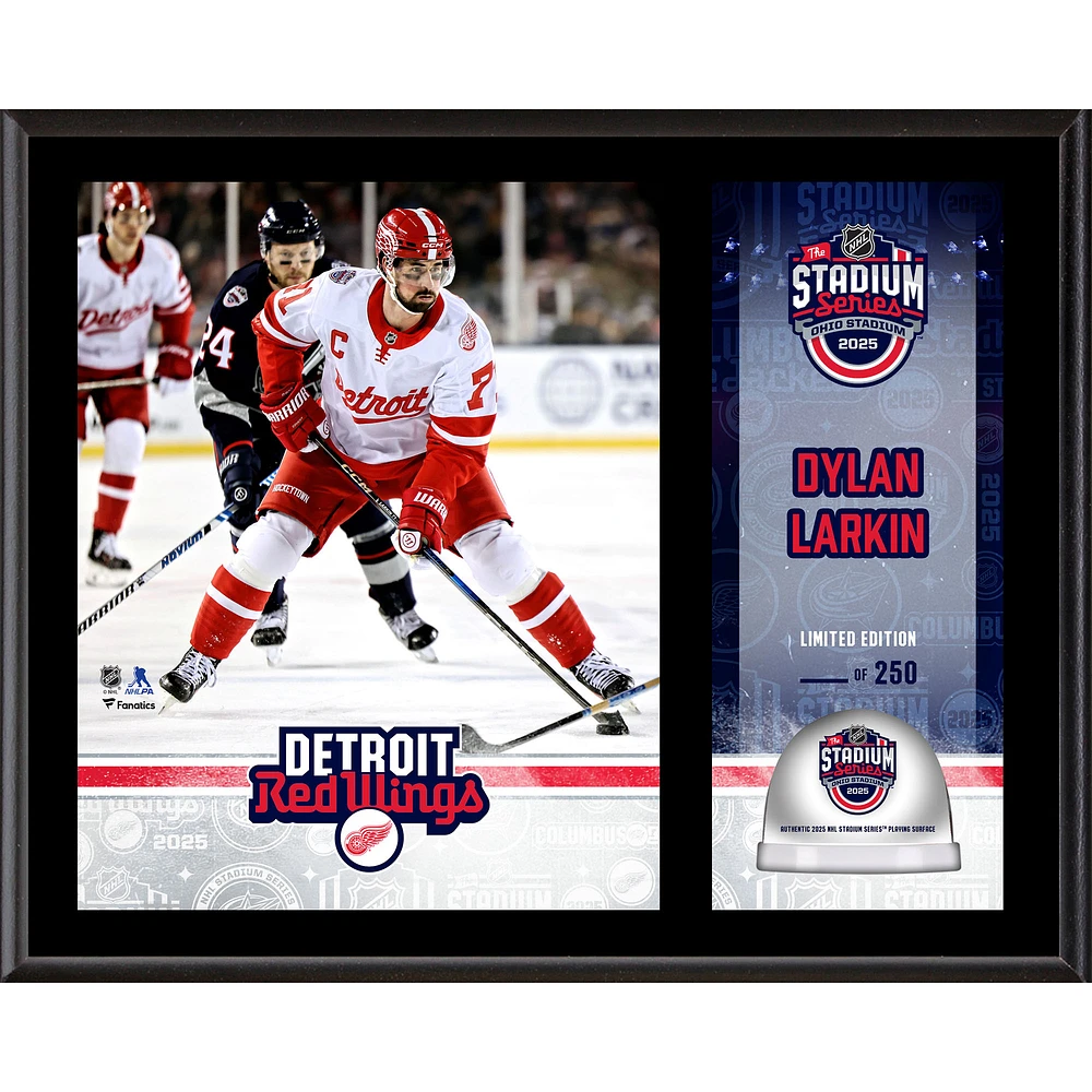 Dylan Larkin Detroit Red Wings 12" x 15" 2025 NHL Stadium Series Sublimated Plaque with Game-Used Ice - Limited Edition of 250