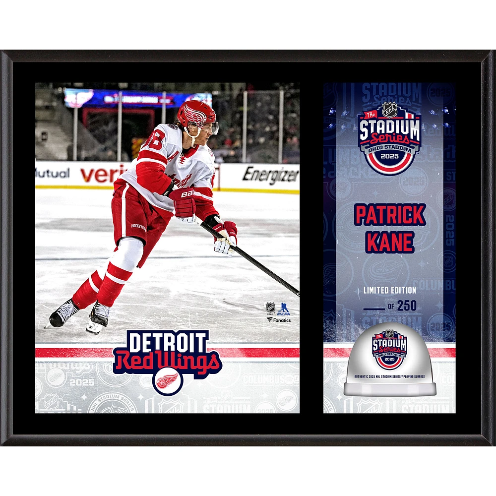 Patrick Kane Detroit Red Wings 12" x 15" 2025 NHL Stadium Series Sublimated Plaque with Game-Used Ice - Limited Edition of 250