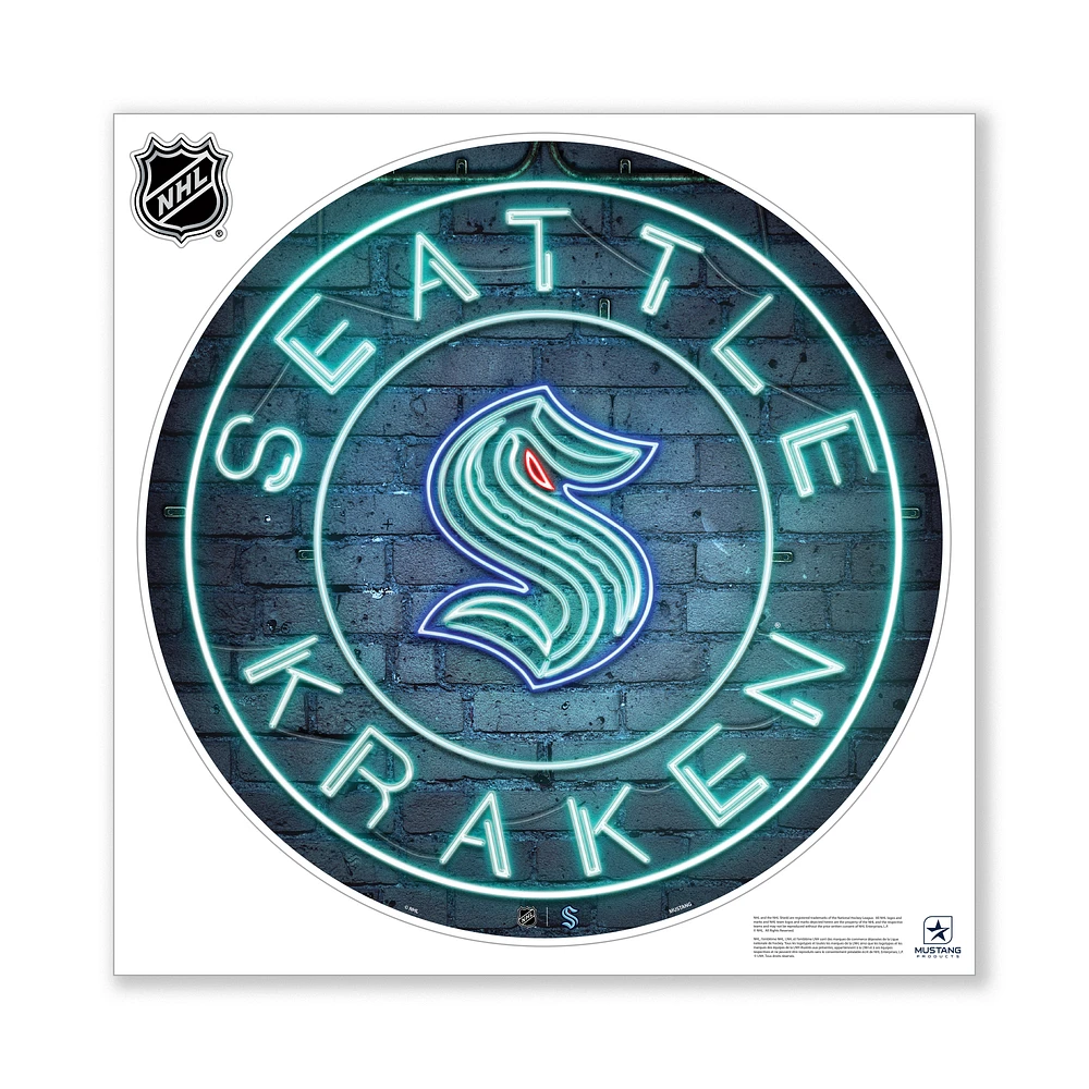 Seattle Kraken 28" x 28" Repositionable Neon Wall Decal