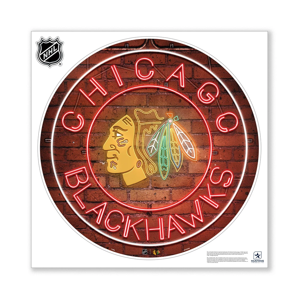 Chicago Blackhawks 28" x 28" Repositionable Neon Wall Decal