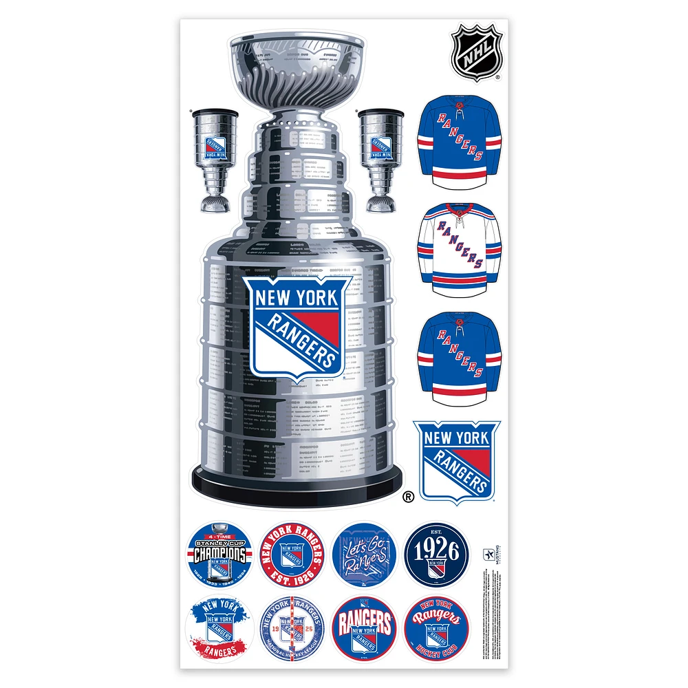 New York Rangers Repositionable Stanley Cup Wall Decal Set