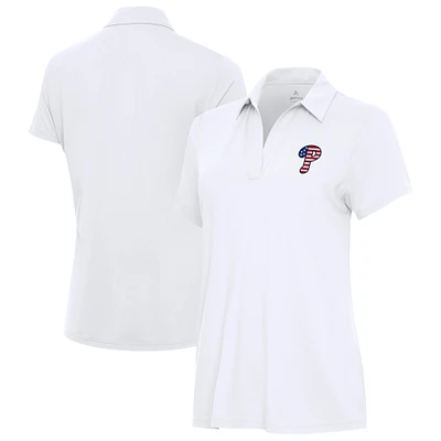 Women's Antigua Philadelphia Phillies Independence Day Patriotic Logo Era Polo