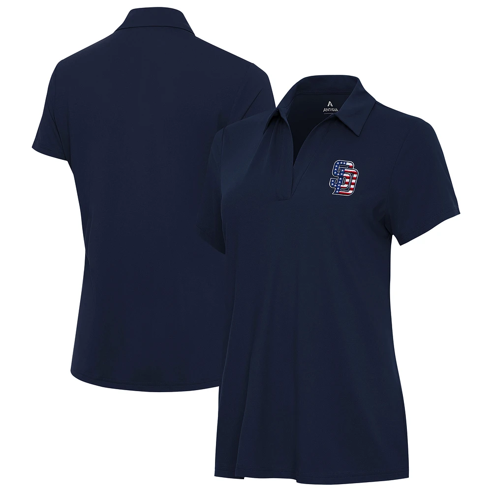 Women's Antigua Navy San Diego Padres Independence Day Patriotic Logo Era Polo