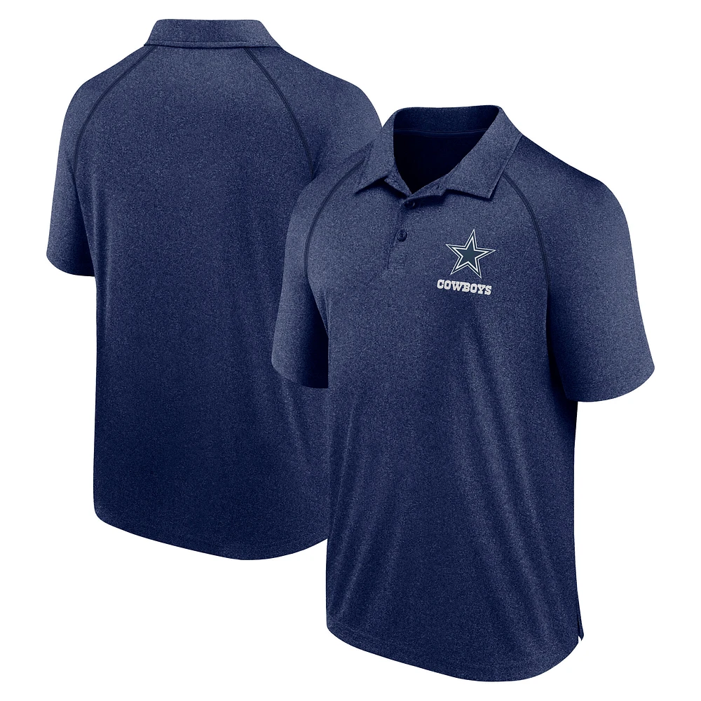 Men's Logo Athletic Heather Navy Dallas Cowboys Making Waves Raglan Polo