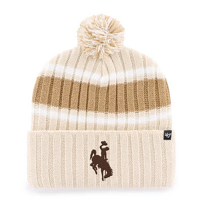 Men's '47 Tan Wyoming Cowboys Plateau Cuffed Knit Hat with Pom