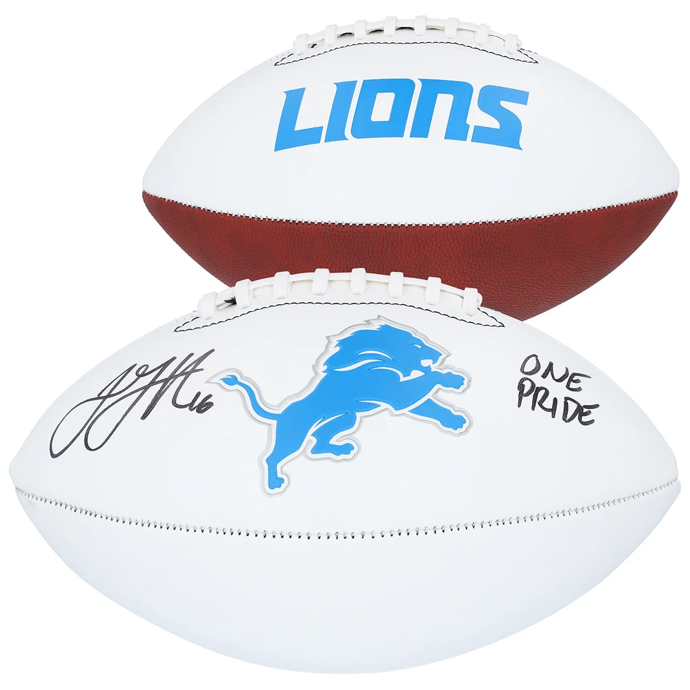 Jared Goff Detroit Lions Autographed Franklin White Panel Football with "One Pride" Inscription