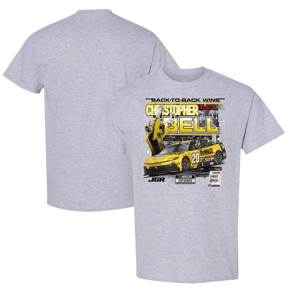 Men's Checkered Flag Sports Heather Gray Christopher Bell 2025 EchoPark Automotive Grand Prix Race Win T-Shirt