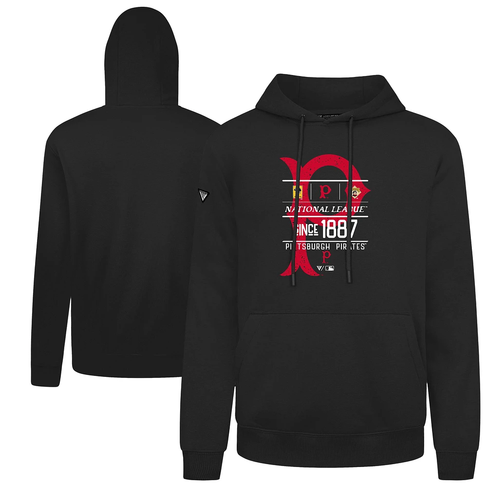 Men's Levelwear Black Pittsburgh Pirates Distressed Podium Acumen Pullover Hoodie