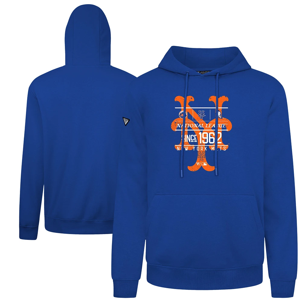 Men's Levelwear Royal New York Mets Distressed Podium Acumen Pullover Hoodie