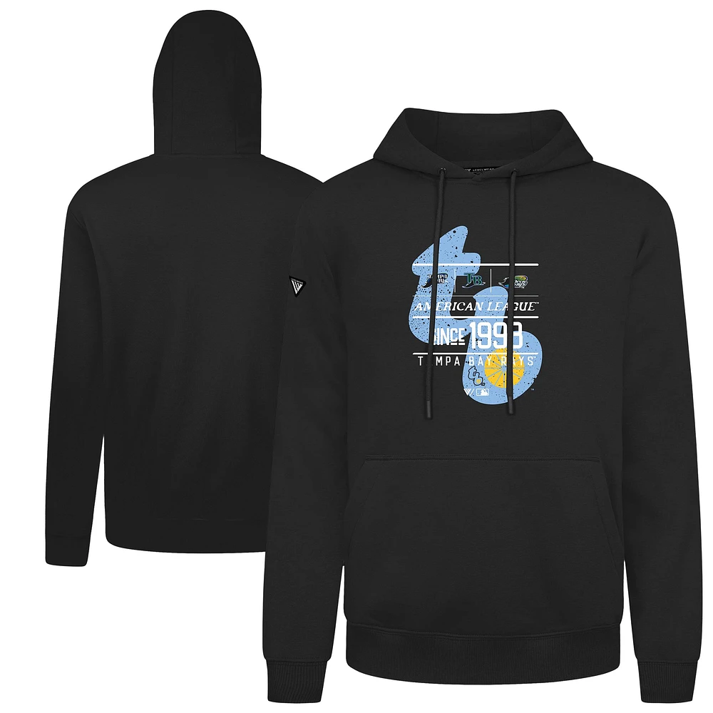 Men's Levelwear Black Tampa Bay Rays Distressed Podium Acumen Pullover Hoodie