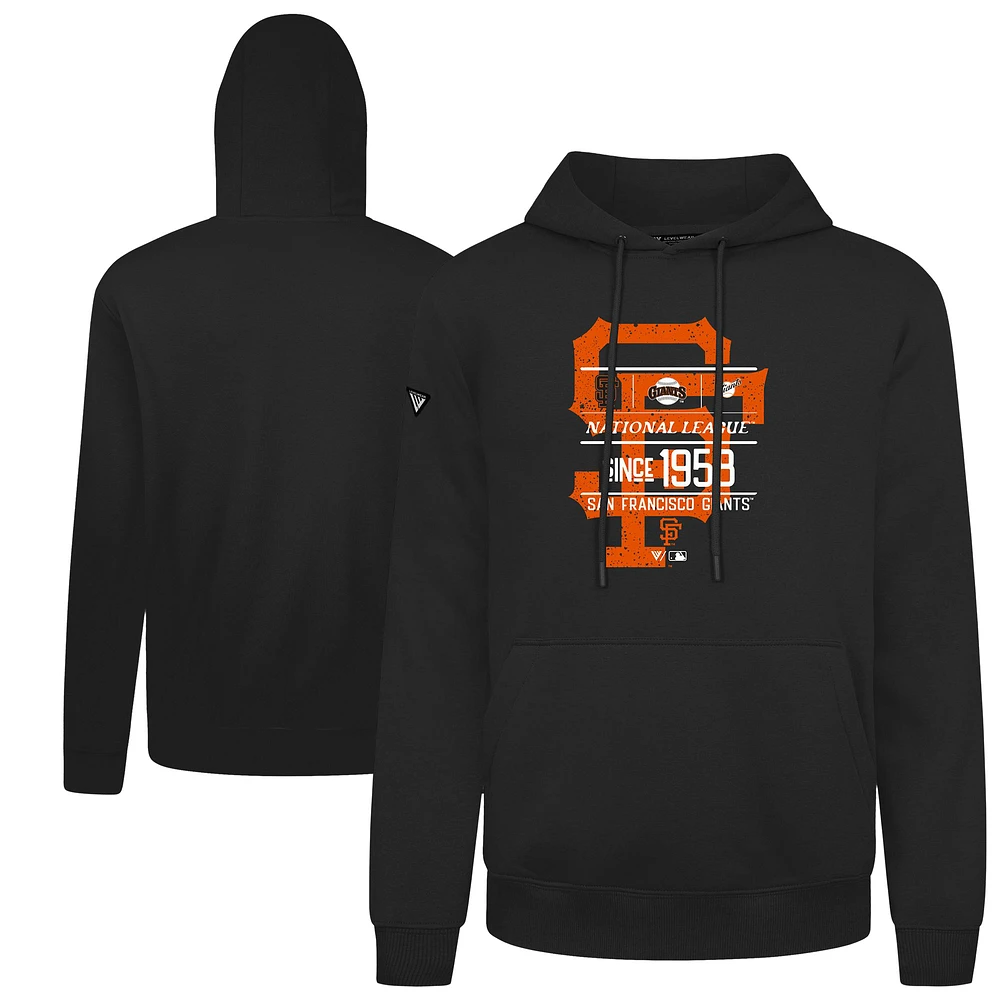 Men's Levelwear Black San Francisco Giants Distressed Podium Acumen Pullover Hoodie