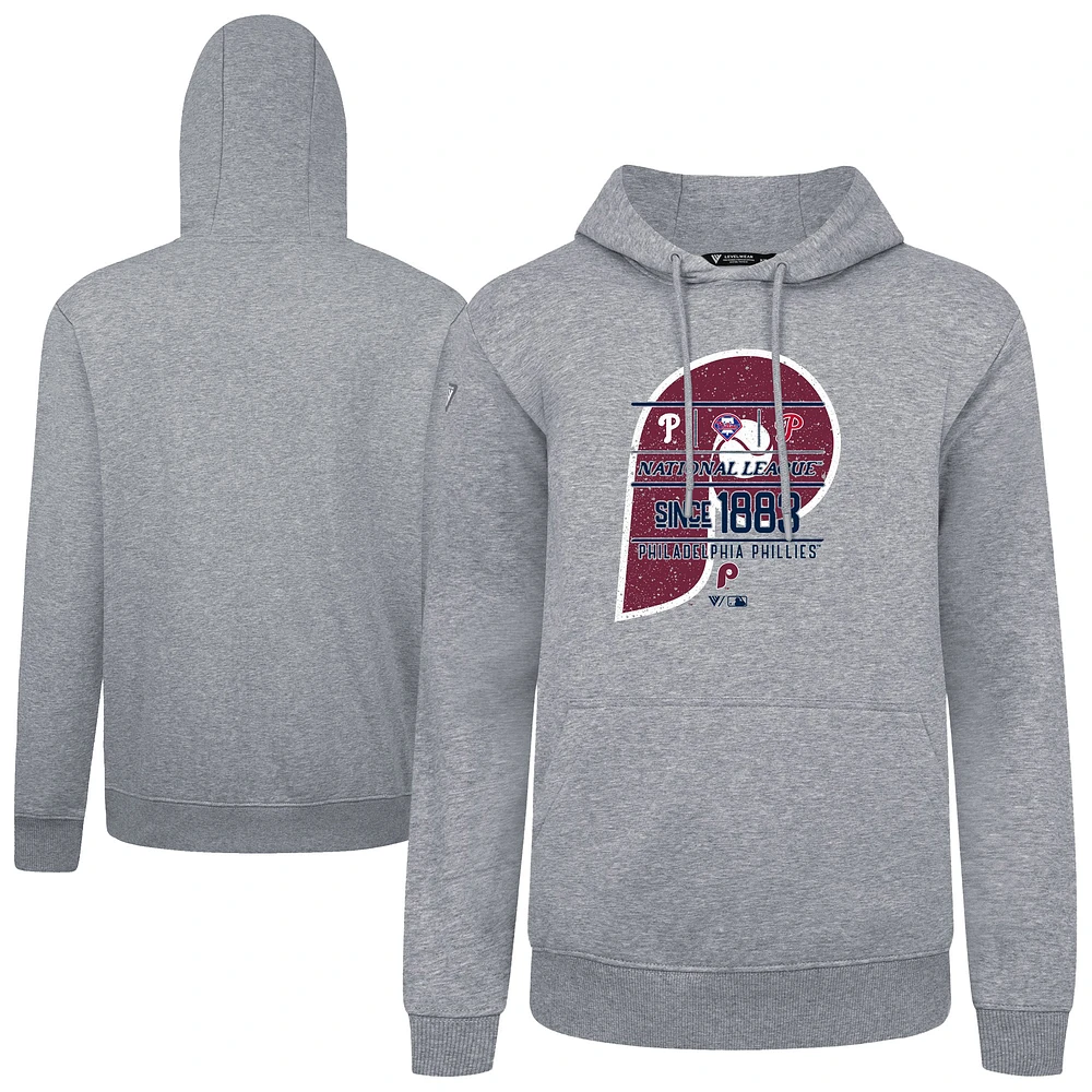Men's Levelwear Gray Philadelphia Phillies Distressed Podium Acumen Pullover Hoodie