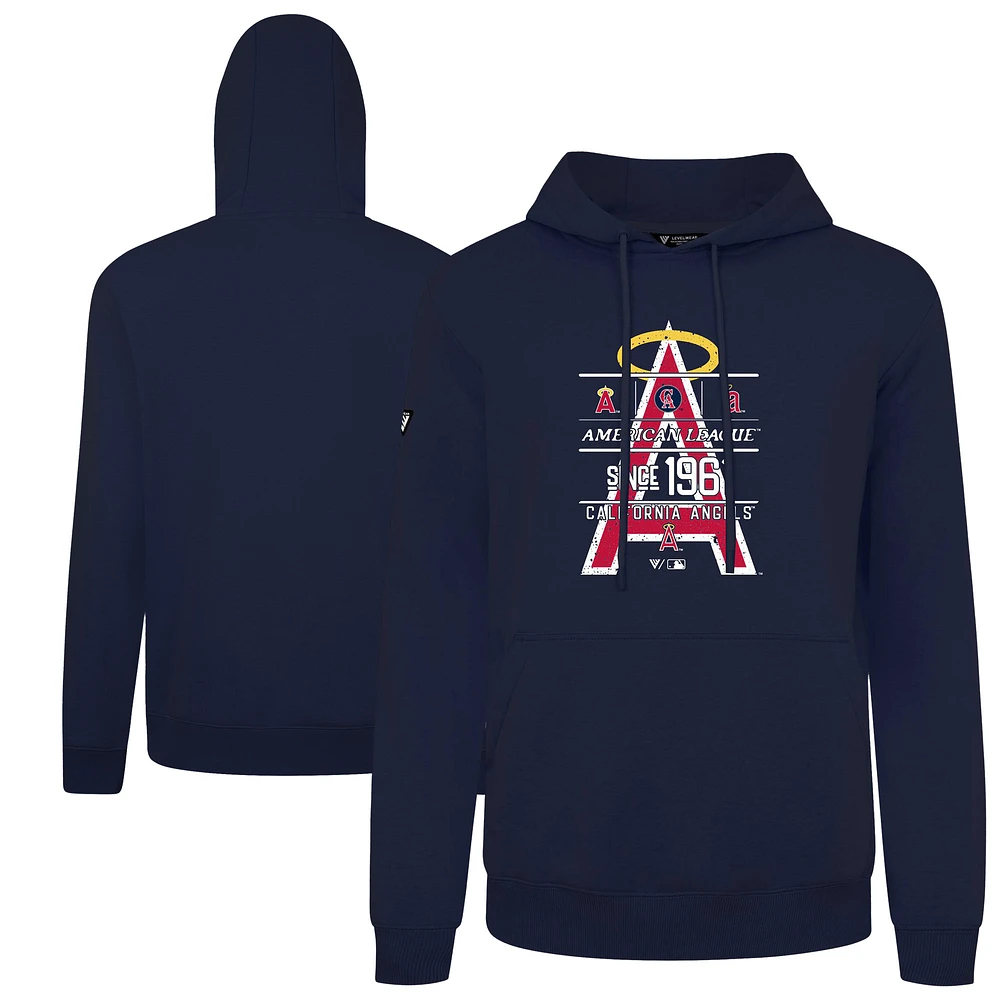 Men's Levelwear Navy Los Angeles Angels Distressed Podium Acumen Pullover Hoodie