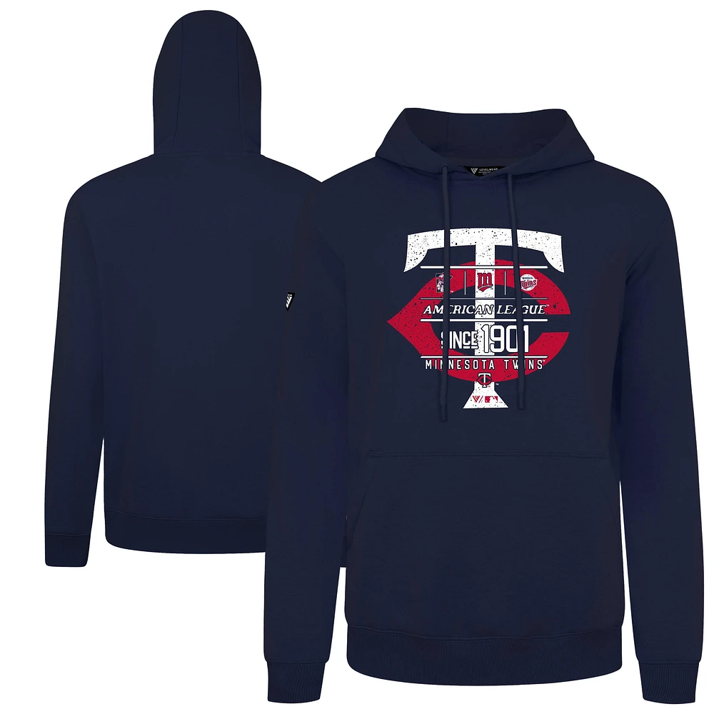 Men's Levelwear Navy Minnesota Twins Distressed Podium Acumen Pullover Hoodie