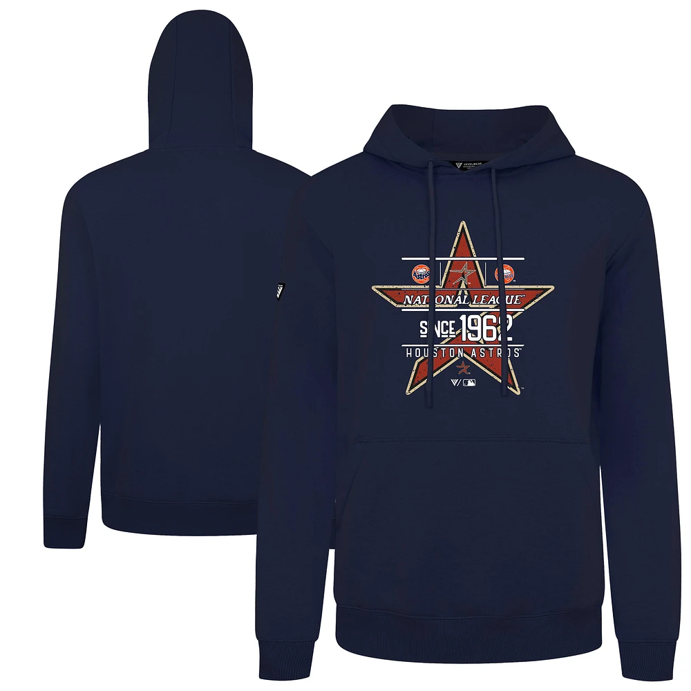 Men's Levelwear Navy Houston Astros Distressed Podium Acumen Pullover Hoodie