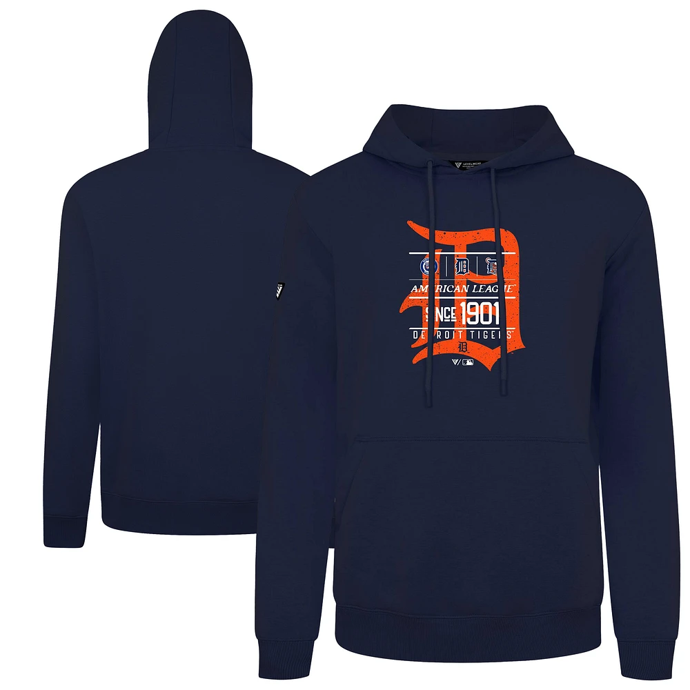 Men's Levelwear Navy Detroit Tigers Distressed Podium Acumen Pullover Hoodie