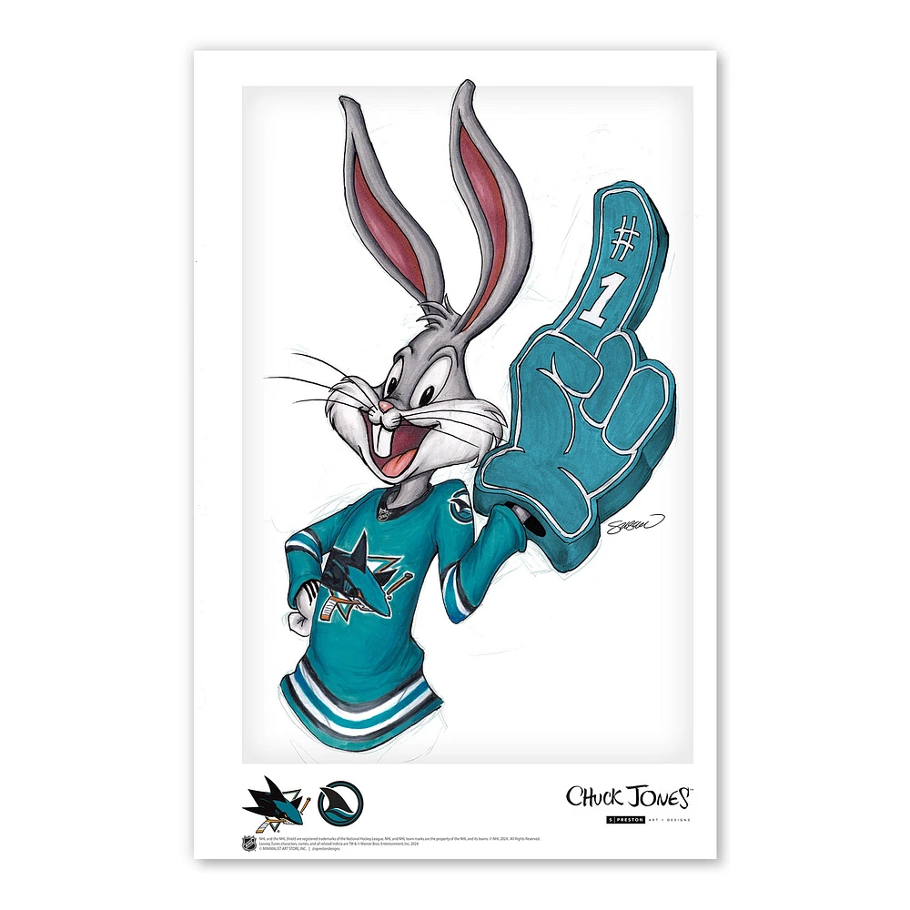 Bugs Bunny San Jose Sharks 11" x 17" Looney Tunes Poster Print