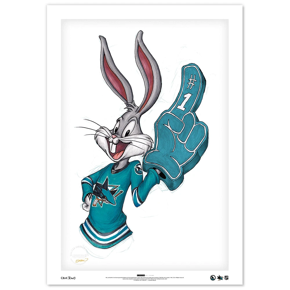 Bugs Bunny San Jose Sharks 14" x 20" Looney Tunes Limited Edition Fine Art Print