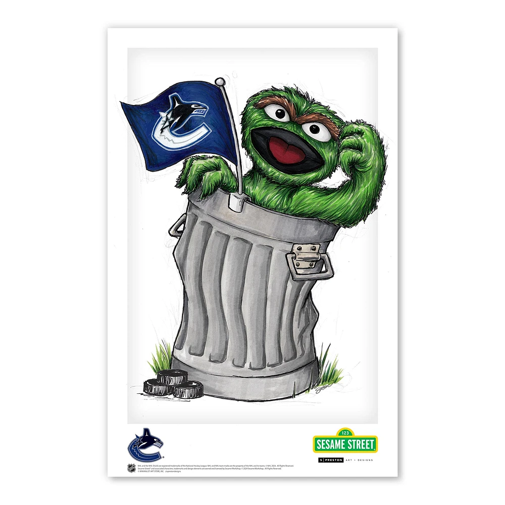 Oscar the Grouch Vancouver Canucks 11" x 17" Sesame Street Poster Print