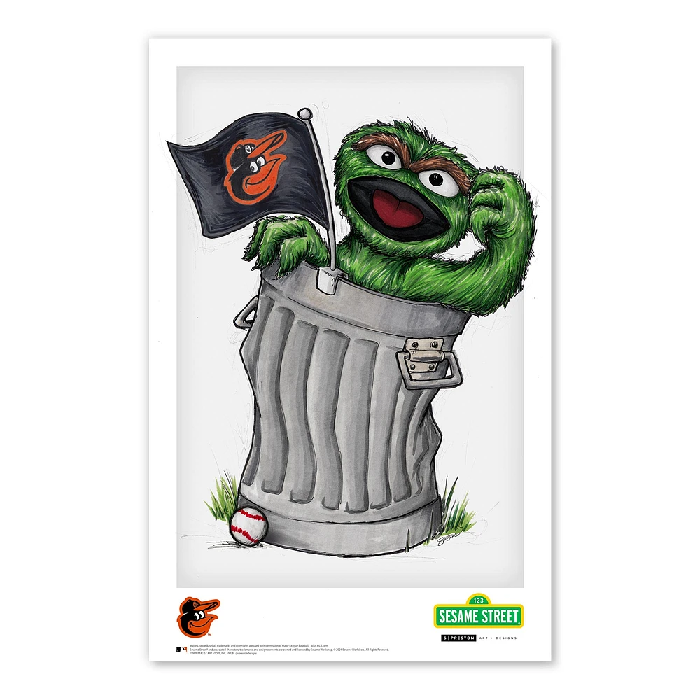 Oscar the Grouch Baltimore Orioles 11" x 17" Sesame Street Poster Print