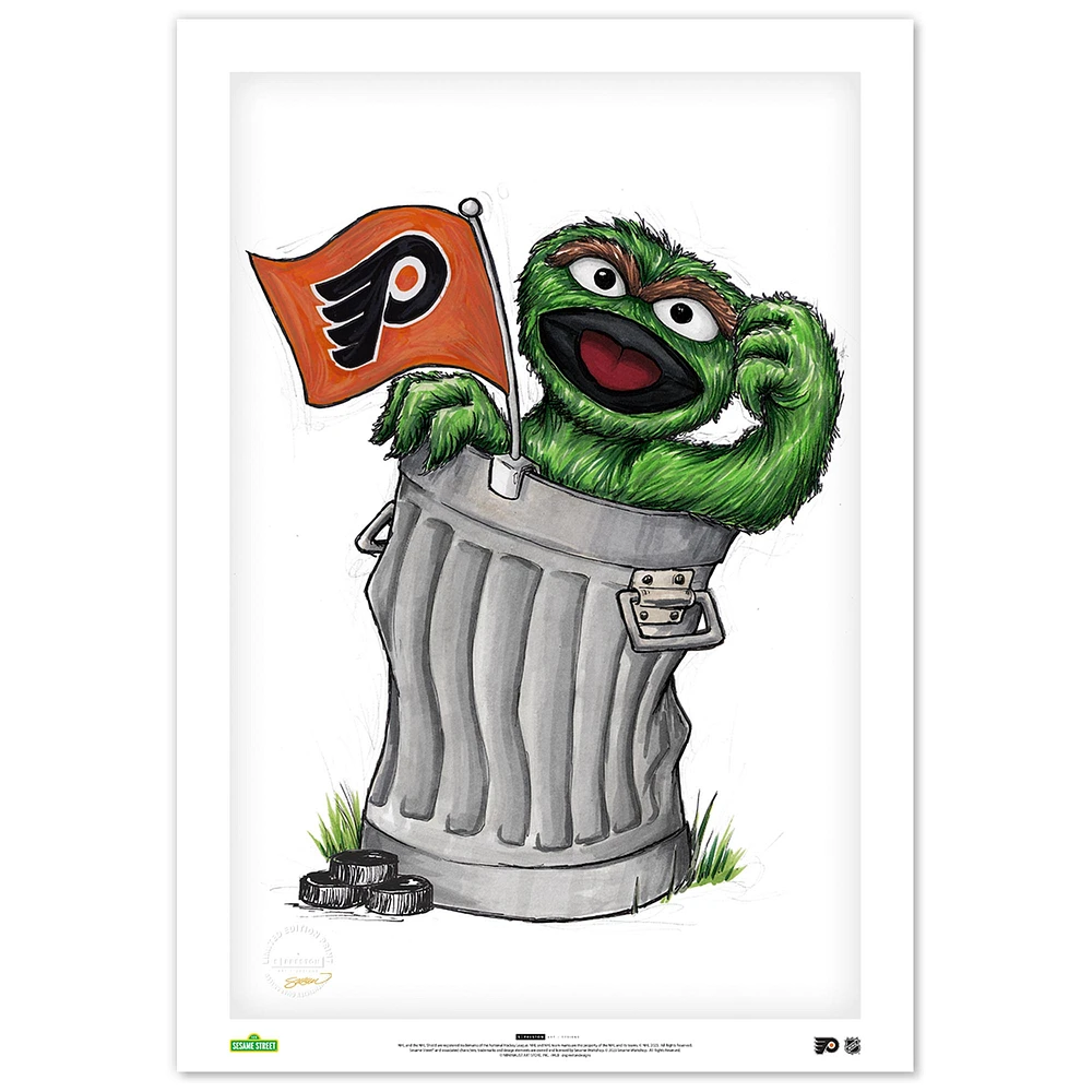 Philadelphia Flyers Oscar the Grouch 14" x 20" Sesame Street Fine Art Print - Limited Edition of 100